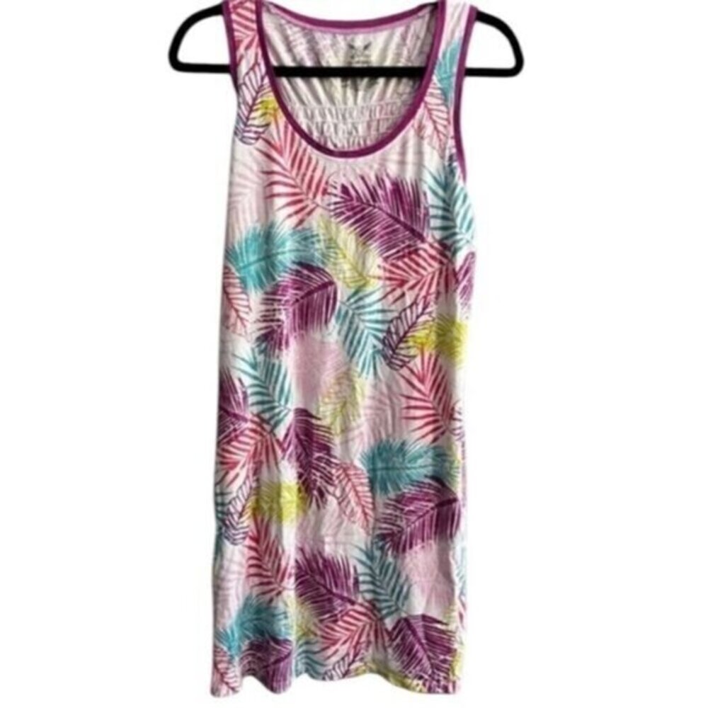 Faded Glory Colorful Tropical Leaf Print Tank Dress